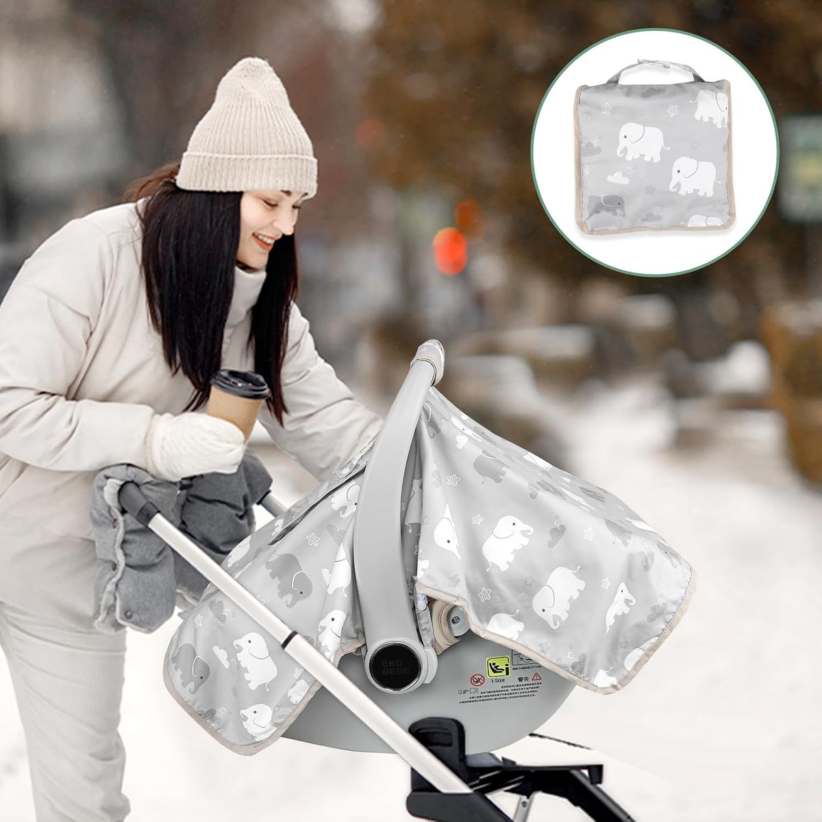 Baby Carseat Seat Cover Girls, Winter Carseat Canopy, Cozy & Warm Cover with Zipper Peep Windows, Infant Minky Carrier Cover, Soft Breathable, Baby Must Have, Retro Flower