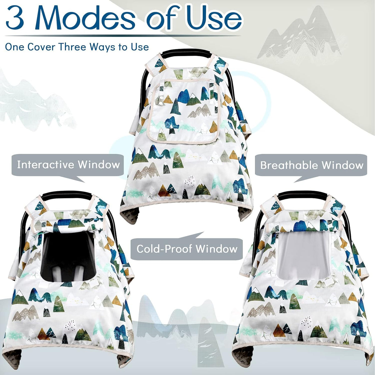 Baby Carseat Seat Cover Girls, Winter Carseat Canopy, Cozy & Warm Cover with Zipper Peep Windows, Infant Minky Carrier Cover, Soft Breathable, Baby Must Have, Retro Flower
