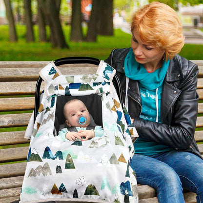 Baby Carseat Seat Cover Girls, Winter Carseat Canopy, Cozy & Warm Cover with Zipper Peep Windows, Infant Minky Carrier Cover, Soft Breathable, Baby Must Have, Retro Flower