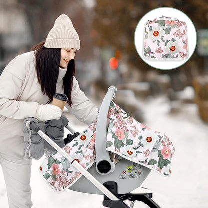 Baby Carseat Seat Cover Girls, Winter Carseat Canopy, Cozy & Warm Cover with Zipper Peep Windows, Infant Minky Carrier Cover, Soft Breathable, Baby Must Have, Retro Flower