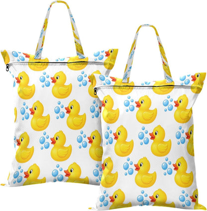 Rubber Ducks Waterproof Travel Laundry Bag Reusable 2 Pack