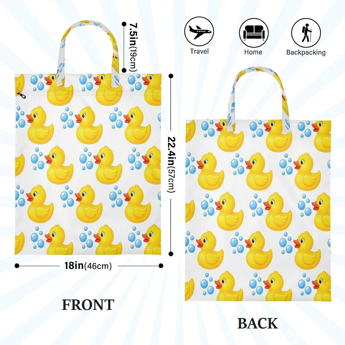 Rubber Ducks Waterproof Travel Laundry Bag Reusable 2 Pack