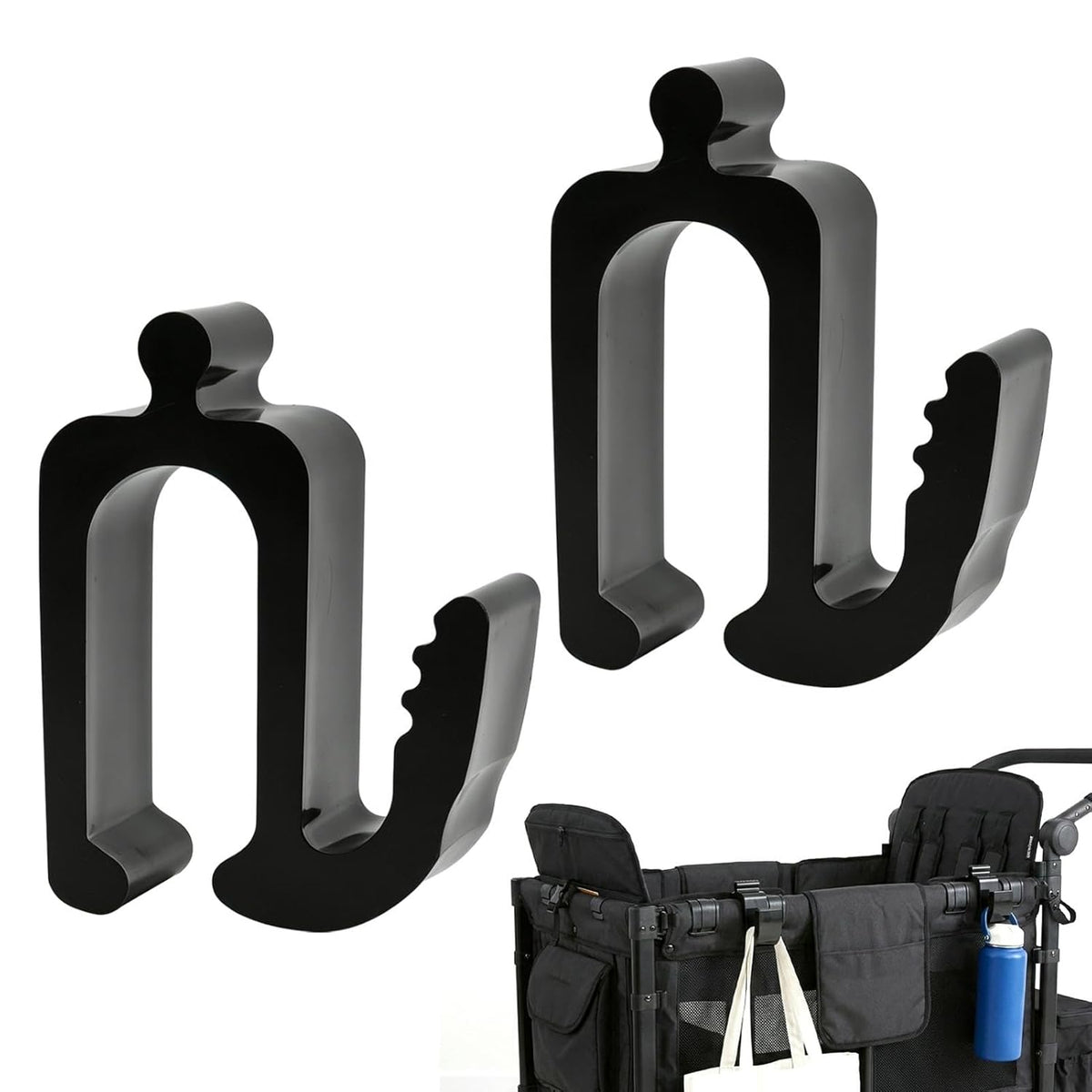 2PCS Multipurpose Side Hooks Universal Wagon Accessories with 30 kg Load Capacity for Balance Bikes & Bags, Space-Saving Travel Organizer for All Wagon Stroller, Suitable for Travel and Daily Use