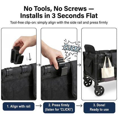 2PCS Multipurpose Side Hooks Universal Wagon Accessories with 30 kg Load Capacity for Balance Bikes & Bags, Space-Saving Travel Organizer for All Wagon Stroller, Suitable for Travel and Daily Use