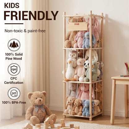 Kids Large Stuffed Animal Storage & Plush Toy Organizer, 53.15" H