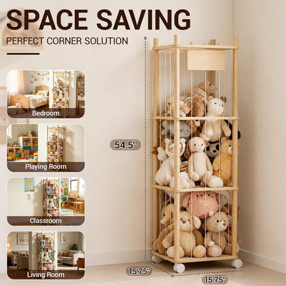 Kids Large Stuffed Animal Storage & Plush Toy Organizer, 53.15" H