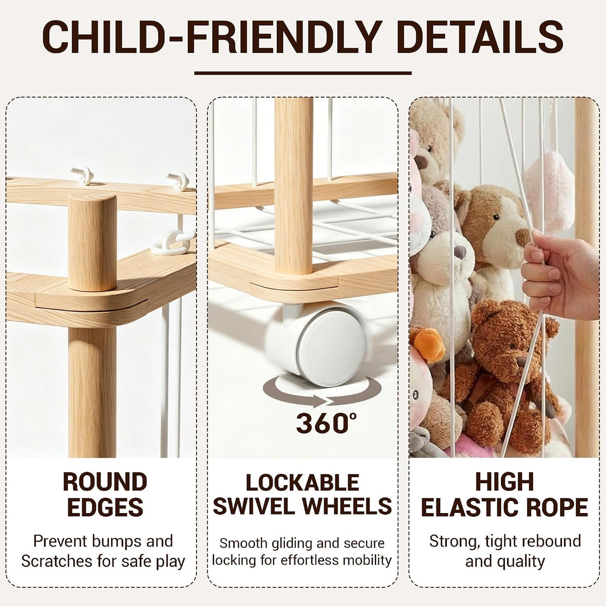 Kids Large Stuffed Animal Storage & Plush Toy Organizer, 53.15" H