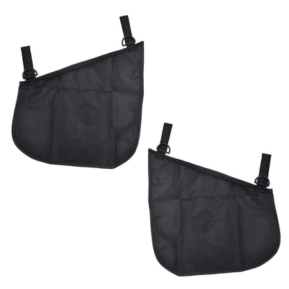2 Pack Universal Side Sling Stroller Mesh Cargo Net and Organizer, Non-Slip and Adjustable Straps, Extra Stroller Storage Space (Black)
