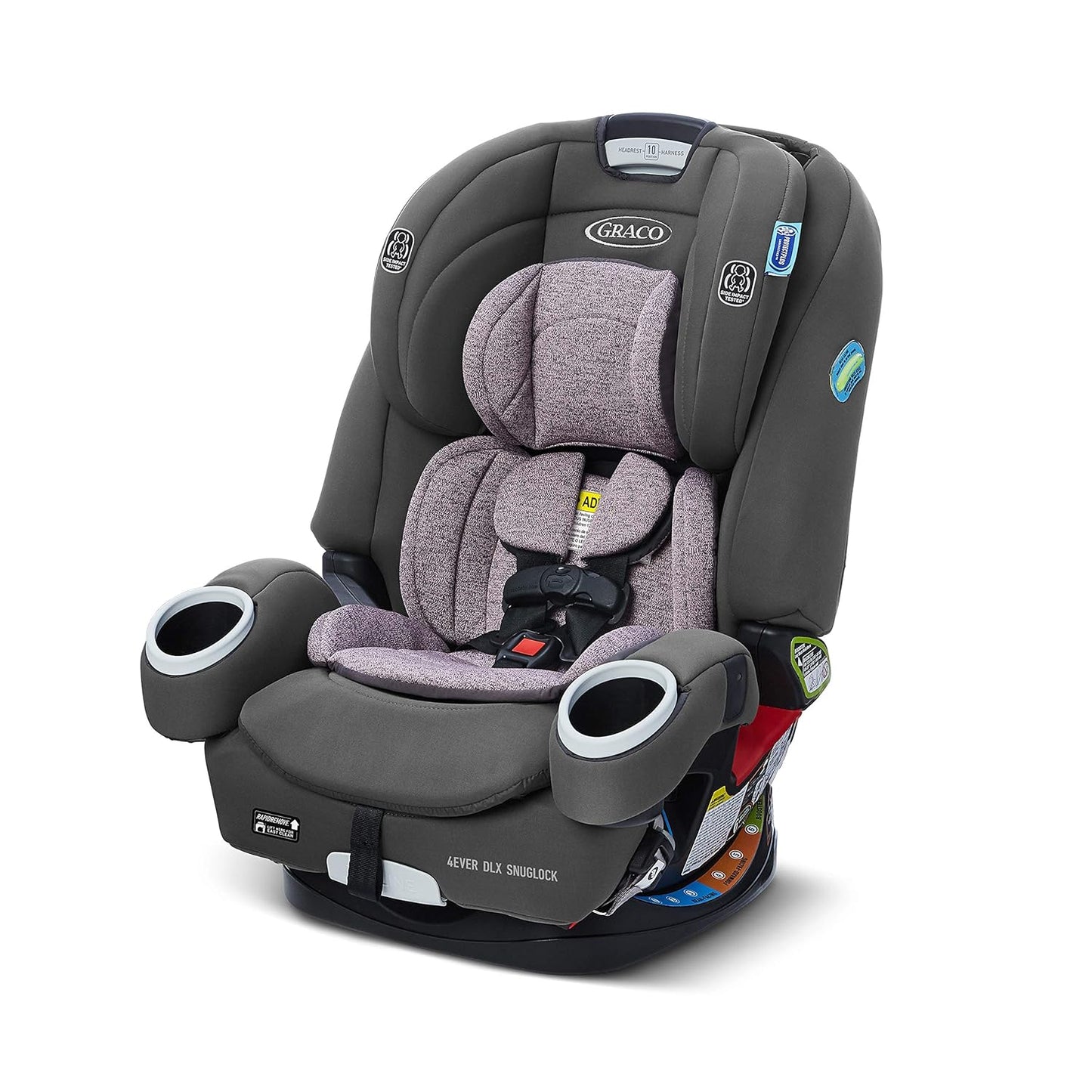 4Ever DLX SnugLock 4 in 1 Car Seat | Infant to Toddler Car Seat, with 10 Years of Use | Featuring Easy-Install SnugLock Technology, Leila , 21x19x24.5 Inch (Pack of 1)