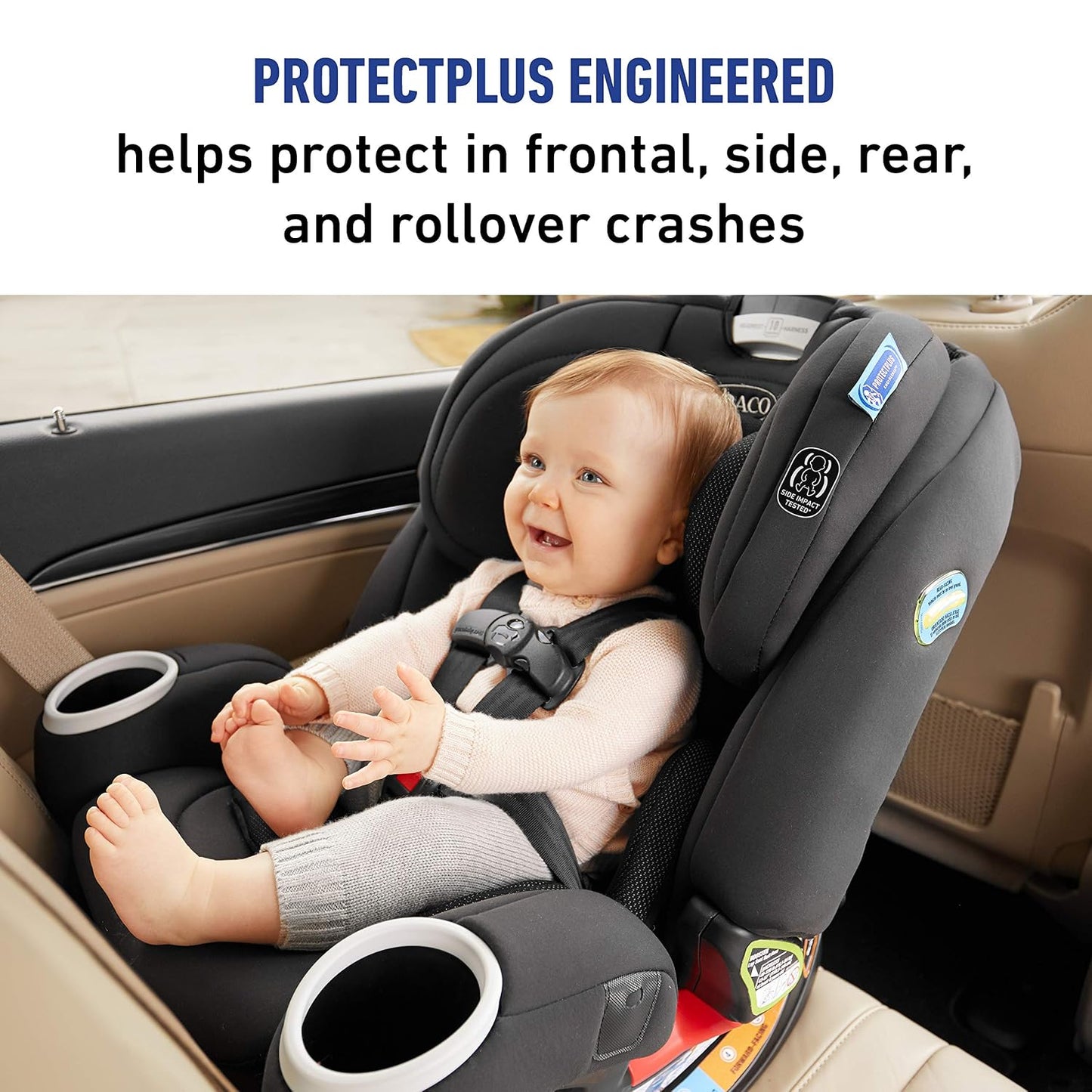 4Ever DLX SnugLock 4 in 1 Car Seat | Infant to Toddler Car Seat, with 10 Years of Use | Featuring Easy-Install SnugLock Technology, Leila , 21x19x24.5 Inch (Pack of 1)