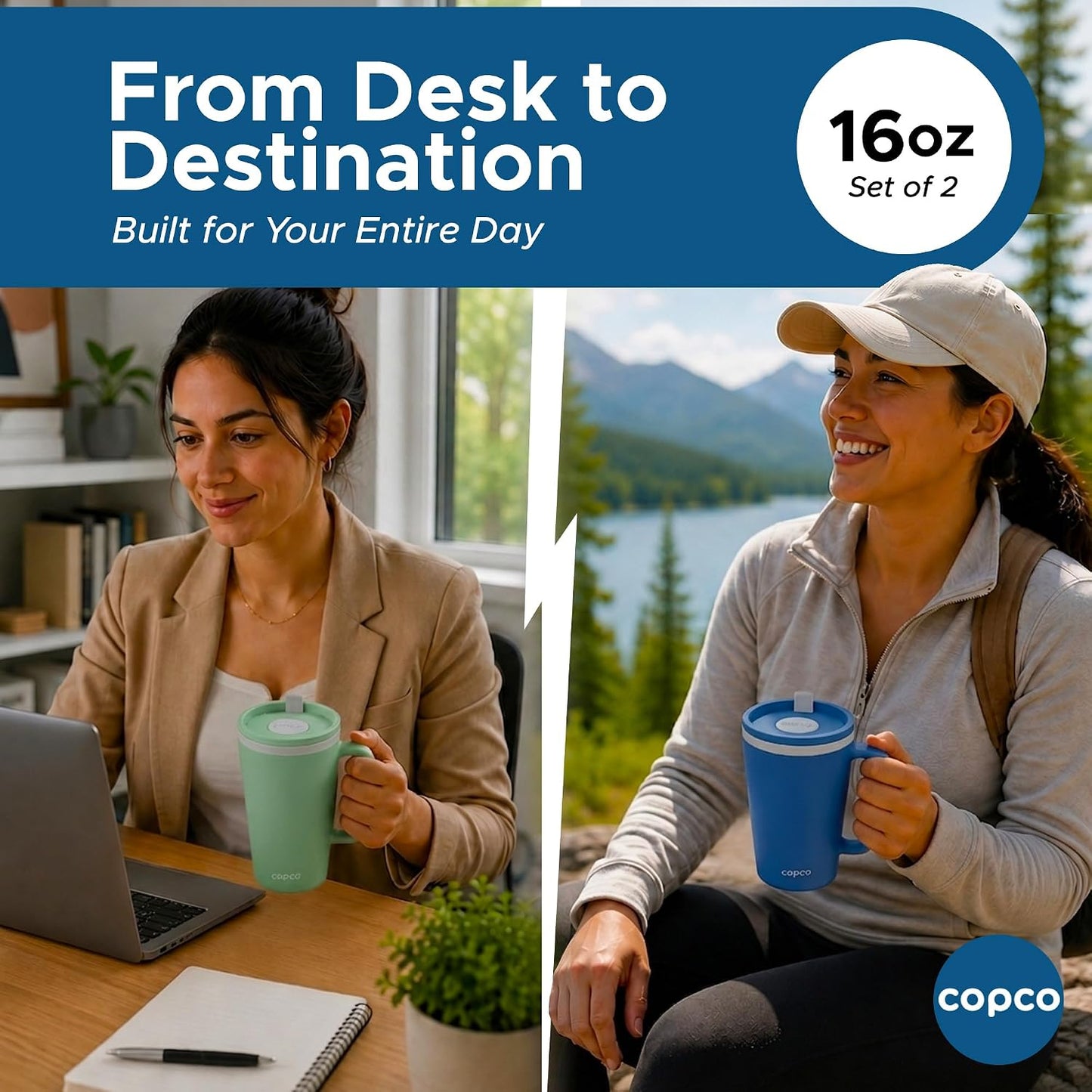 Cone Desk Mug 16 Oz - Purple/Brown, Set of 2