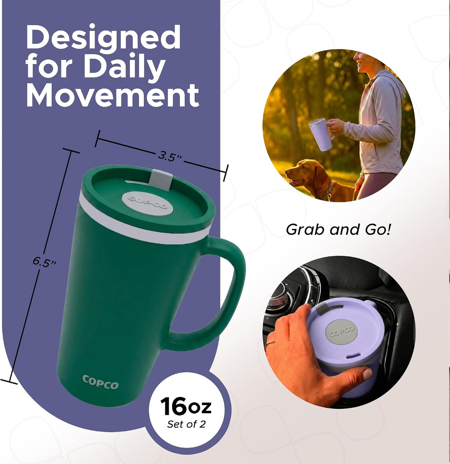 Cone Desk Mug 16 Oz - Purple/Brown, Set of 2