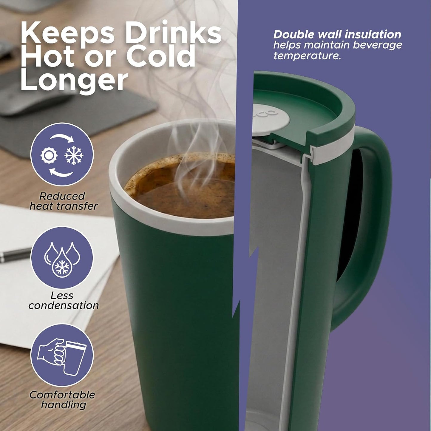 Cone Desk Mug 16 Oz - Purple/Brown, Set of 2
