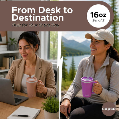 Cone Desk Mug 16 Oz - Purple/Brown, Set of 2
