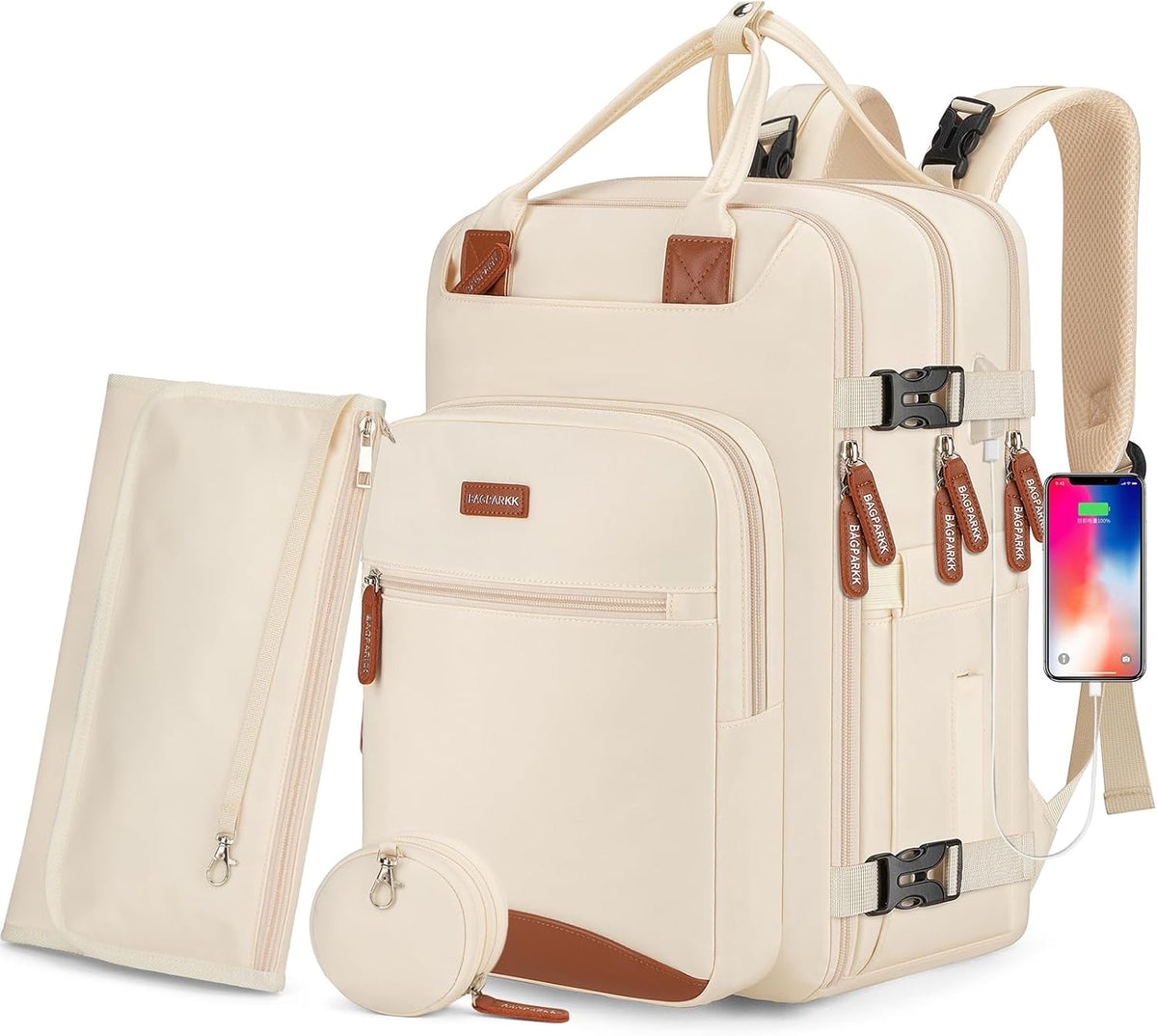 Diaper Bag Backpack With Changing Pad & Pacifier Holder