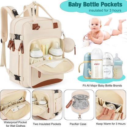 Diaper Bag Backpack With Changing Pad & Pacifier Holder