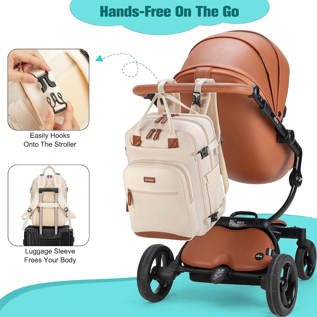 Diaper Bag Backpack With Changing Pad & Pacifier Holder