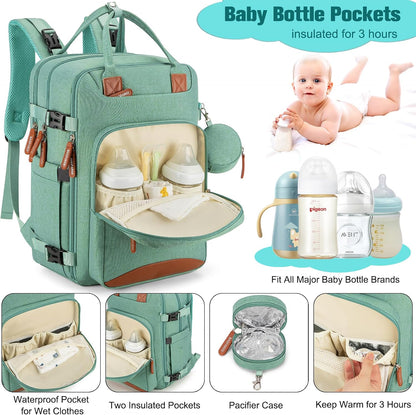 Diaper Bag Backpack With Changing Pad & Pacifier Holder