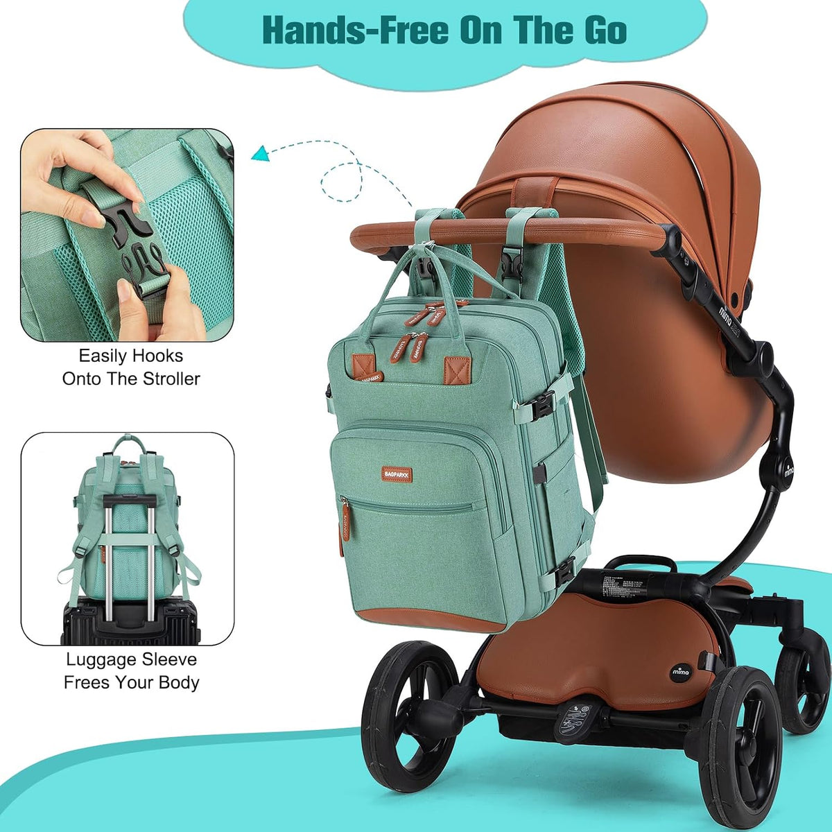 Diaper Bag Backpack With Changing Pad & Pacifier Holder