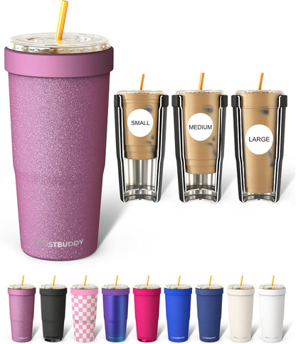 Togo Buddy 30 oz Stainless Steel Vacuum Insulated Tumbler To Go Coffee Cup – Iced Coffee Cups, Iced Coffee Sleeve, Travel Mug, Thermal Cup for Hot & Cold Drinks, Dunkin Cup (Pink Pencil) - Colors B