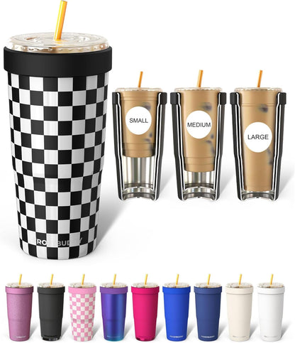 Togo Buddy 30 oz Stainless Steel Vacuum Insulated Tumbler To Go Coffee Cup – Iced Coffee Cups, Iced Coffee Sleeve, Travel Mug, Thermal Cup for Hot & Cold Drinks, Dunkin Cup (Pink Pencil) - Colors B