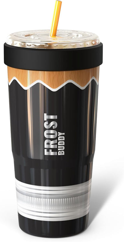 Togo Buddy 30 oz Stainless Steel Vacuum Insulated Tumbler To Go Coffee Cup – Iced Coffee Cups, Iced Coffee Sleeve, Travel Mug, Thermal Cup for Hot & Cold Drinks, Dunkin Cup (Pink Pencil) - Colors B
