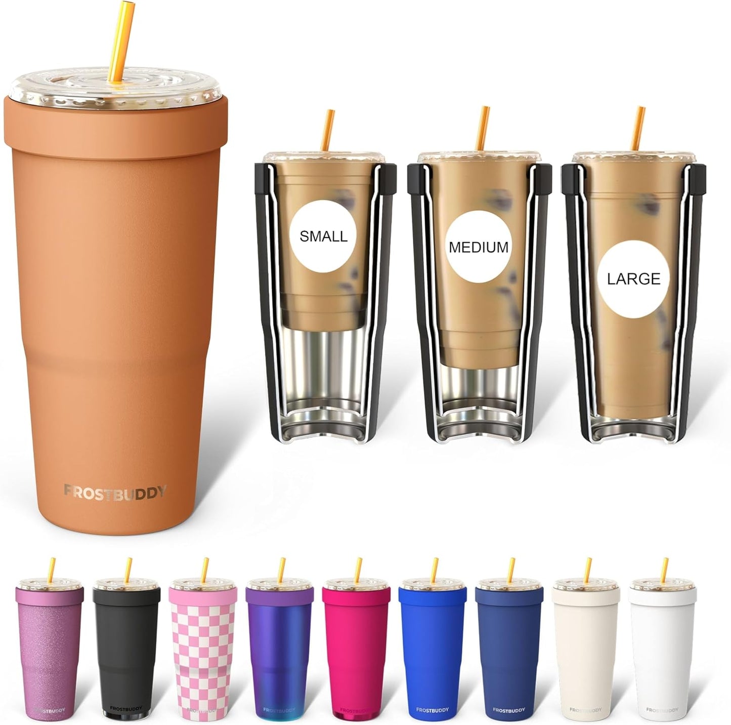 Togo Buddy 30 oz Stainless Steel Vacuum Insulated Tumbler To Go Coffee Cup – Iced Coffee Cups, Iced Coffee Sleeve, Travel Mug, Thermal Cup for Hot & Cold Drinks, Dunkin Cup (Pink Pencil) - Colors B