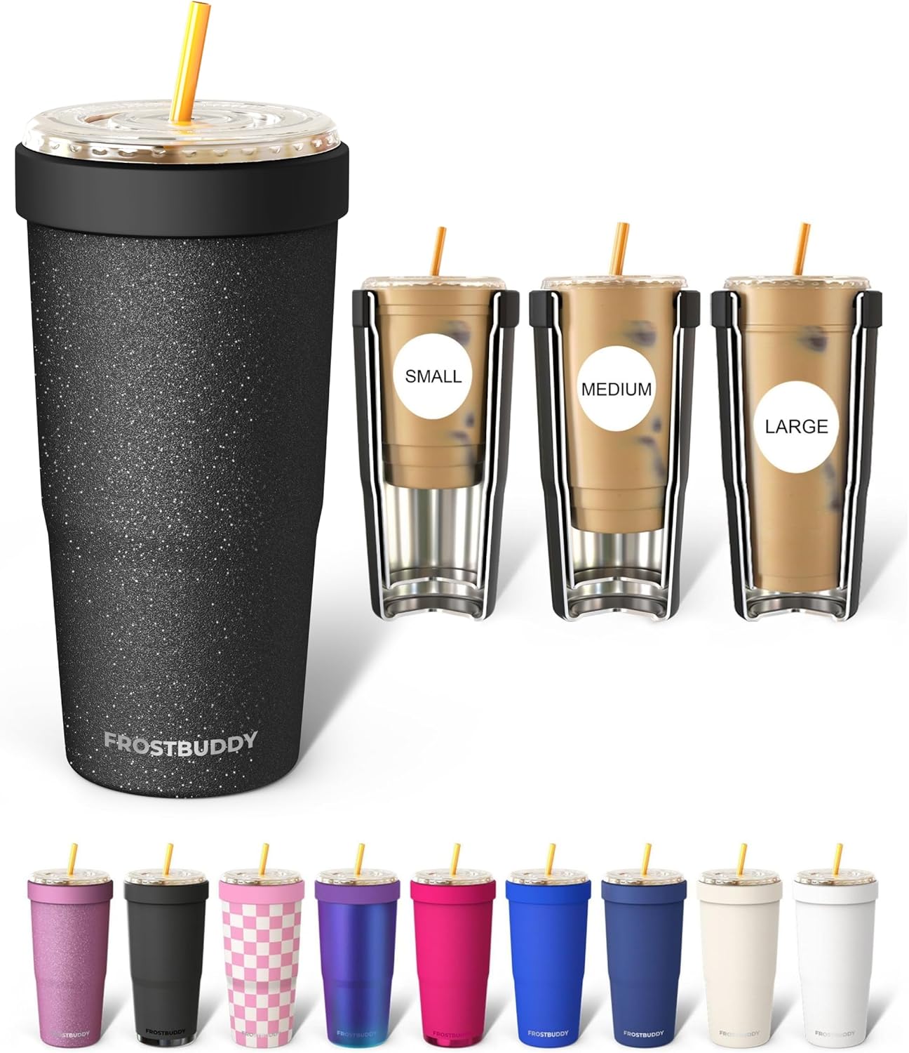 Togo Buddy 30 oz Stainless Steel Vacuum Insulated Tumbler To Go Coffee Cup – Iced Coffee Cups, Iced Coffee Sleeve, Travel Mug, Thermal Cup for Hot & Cold Drinks, Dunkin Cup (Pink Pencil) - Colors B