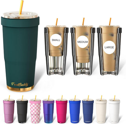 Togo Buddy 30 oz Stainless Steel Vacuum Insulated Tumbler To Go Coffee Cup – Iced Coffee Cups, Iced Coffee Sleeve, Travel Mug, Thermal Cup for Hot & Cold Drinks, Dunkin Cup (Pink Pencil) - Colors B