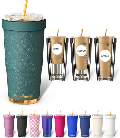 Togo Buddy 30 oz Stainless Steel Vacuum Insulated Tumbler To Go Coffee Cup – Iced Coffee Cups, Iced Coffee Sleeve, Travel Mug, Thermal Cup for Hot & Cold Drinks, Dunkin Cup (Pink Pencil) - Colors B