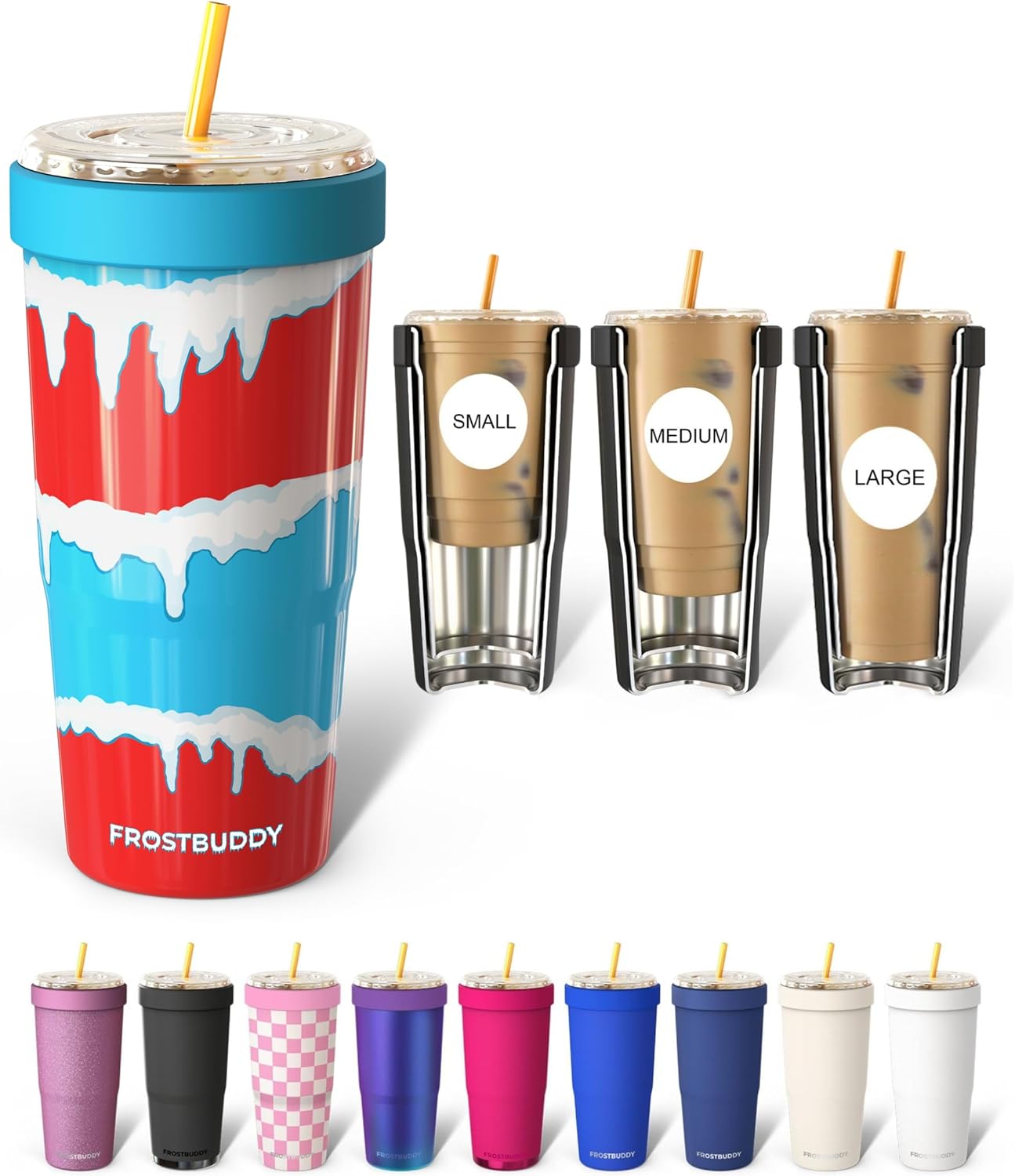 Togo Buddy 30 oz Stainless Steel Vacuum Insulated Tumbler To Go Coffee Cup – Iced Coffee Cups, Iced Coffee Sleeve, Travel Mug, Thermal Cup for Hot & Cold Drinks, Dunkin Cup (Pink Pencil) - Colors B
