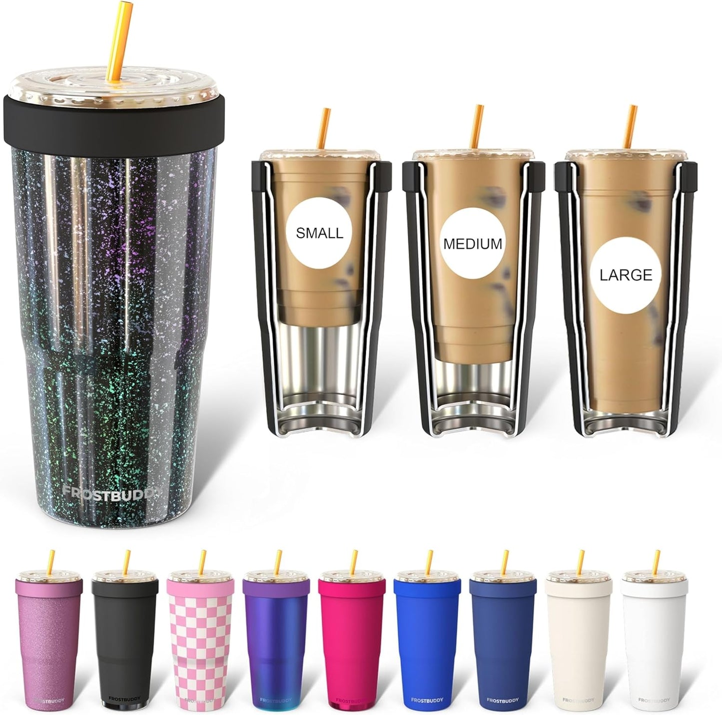 Togo Buddy 30 oz Stainless Steel Vacuum Insulated Tumbler To Go Coffee Cup – Iced Coffee Cups, Iced Coffee Sleeve, Travel Mug, Thermal Cup for Hot & Cold Drinks, Dunkin Cup (Pink Pencil) - Colors B