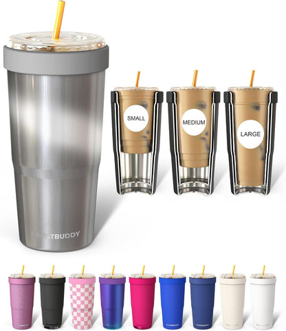 Togo Buddy 30 oz Stainless Steel Vacuum Insulated Tumbler To Go Coffee Cup – Iced Coffee Cups, Iced Coffee Sleeve, Travel Mug, Thermal Cup for Hot & Cold Drinks, Dunkin Cup (Pink Pencil) - Colors B