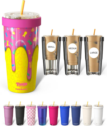 Togo Buddy 30 oz Stainless Steel Vacuum Insulated Tumbler To Go Coffee Cup – Iced Coffee Cups, Iced Coffee Sleeve, Travel Mug, Thermal Cup for Hot & Cold Drinks, Dunkin Cup (Pink Pencil) - Colors B