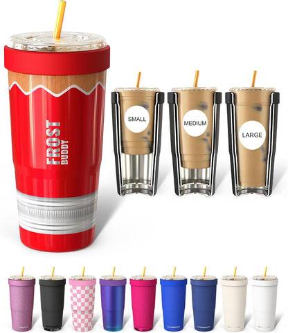 Togo Buddy 30 oz Stainless Steel Vacuum Insulated Tumbler To Go Coffee Cup – Iced Coffee Cups, Iced Coffee Sleeve, Travel Mug, Thermal Cup for Hot & Cold Drinks, Dunkin Cup (Pink Pencil) - Colors B
