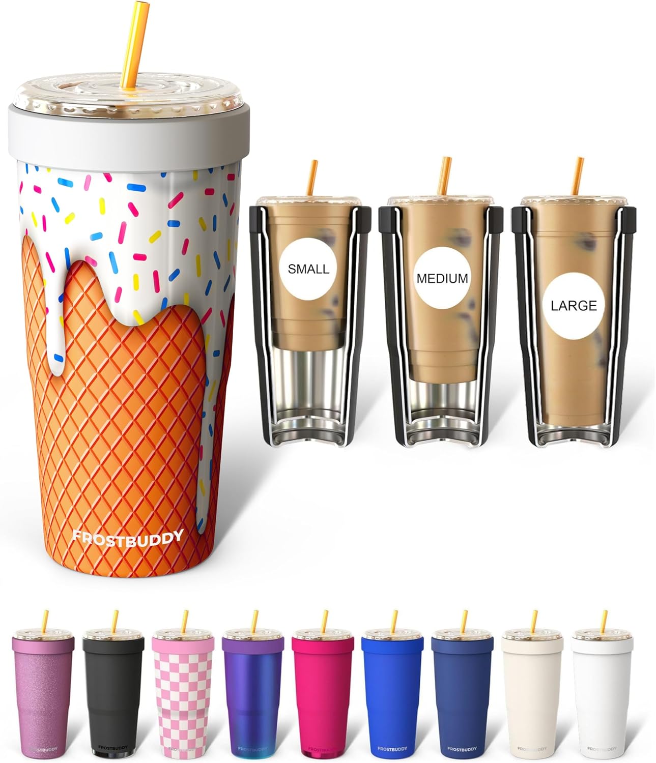 Togo Buddy 30 oz Stainless Steel Vacuum Insulated Tumbler To Go Coffee Cup – Iced Coffee Cups, Iced Coffee Sleeve, Travel Mug, Thermal Cup for Hot & Cold Drinks, Dunkin Cup (Pink Pencil) - Colors B