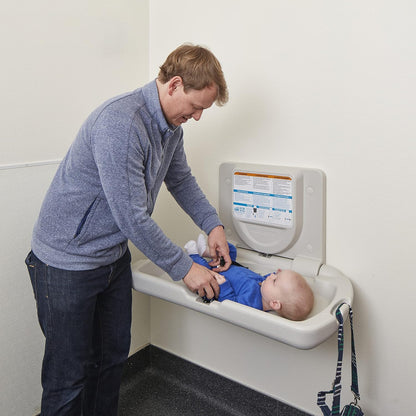 Horizontal Wall-Mounted Baby Changing Station, Slim, White Granite
