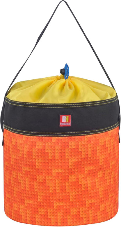 Toy Storage Organizer Basket Bag with Drawstring for Buliding Bricks, Blockets,Puzzles,Playroom Cinch Bucket Carrying Bag with Handle (Blue)