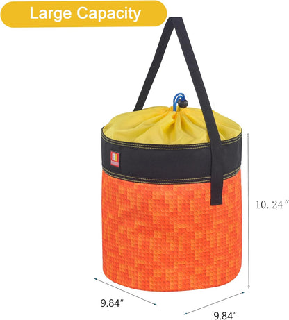 Toy Storage Organizer Basket Bag with Drawstring for Buliding Bricks, Blockets,Puzzles,Playroom Cinch Bucket Carrying Bag with Handle (Blue)
