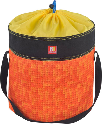 Toy Storage Organizer Basket Bag with Drawstring for Buliding Bricks, Blockets,Puzzles,Playroom Cinch Bucket Carrying Bag with Handle (Blue)