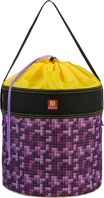 Toy Storage Organizer Basket Bag with Drawstring for Buliding Bricks, Blockets,Puzzles,Playroom Cinch Bucket Carrying Bag with Handle (Blue)