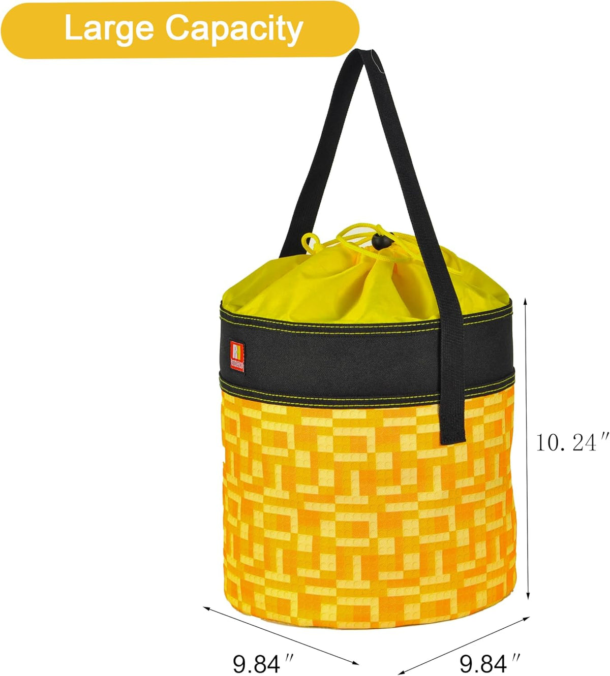 Toy Storage Organizer Basket Bag with Drawstring for Buliding Bricks, Blockets,Puzzles,Playroom Cinch Bucket Carrying Bag with Handle (Blue)