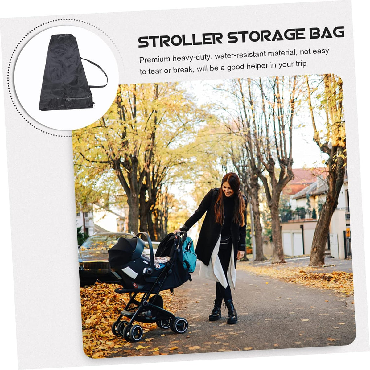 Stroller Travel Bag for Airplane Water Resistant Stroller Cover with Inner Storage Pouch Heavy Duty Travel Accessory for Parent Trips