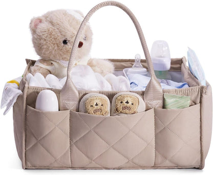Baby Diaper Caddy Organizer with Handle, Large Portable Nursery Storage Basket for Newborn Essentials, Changing Table and Car Organizer, Gift for Baby Shower