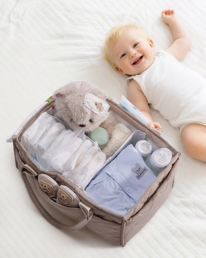 Baby Diaper Caddy Organizer with Handle, Large Portable Nursery Storage Basket for Newborn Essentials, Changing Table and Car Organizer, Gift for Baby Shower