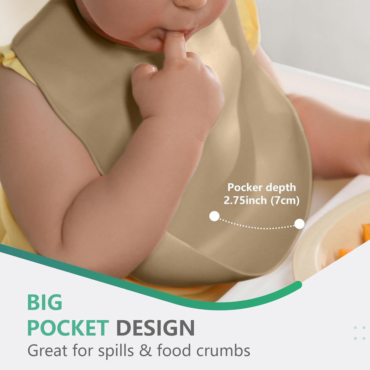 Set of 3 Silicone Bibs, Soft Adjustable Bibs for Boys & Girls