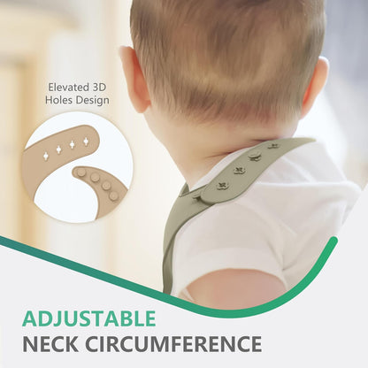 Set of 3 Silicone Bibs, Soft Adjustable Bibs for Boys & Girls