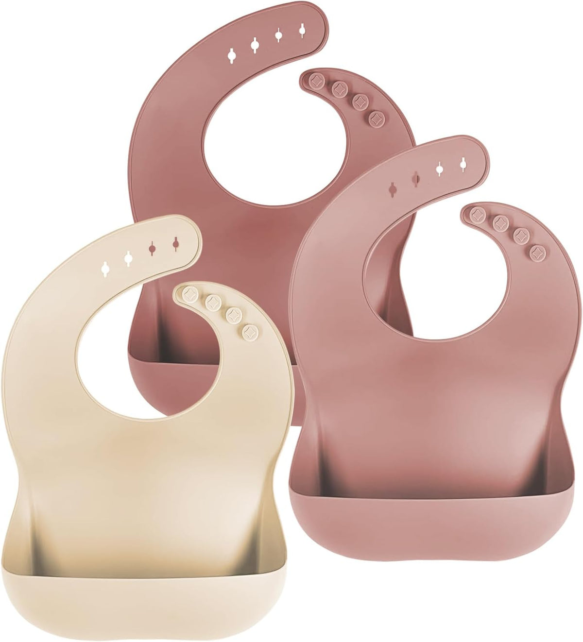 Set of 3 Silicone Bibs, Soft Adjustable Bibs for Boys & Girls
