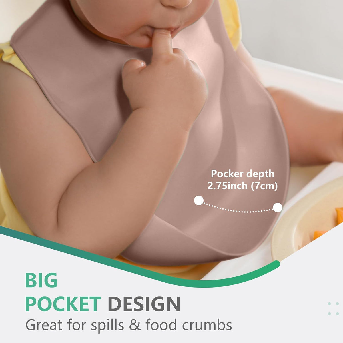 Set of 3 Silicone Bibs, Soft Adjustable Bibs for Boys & Girls