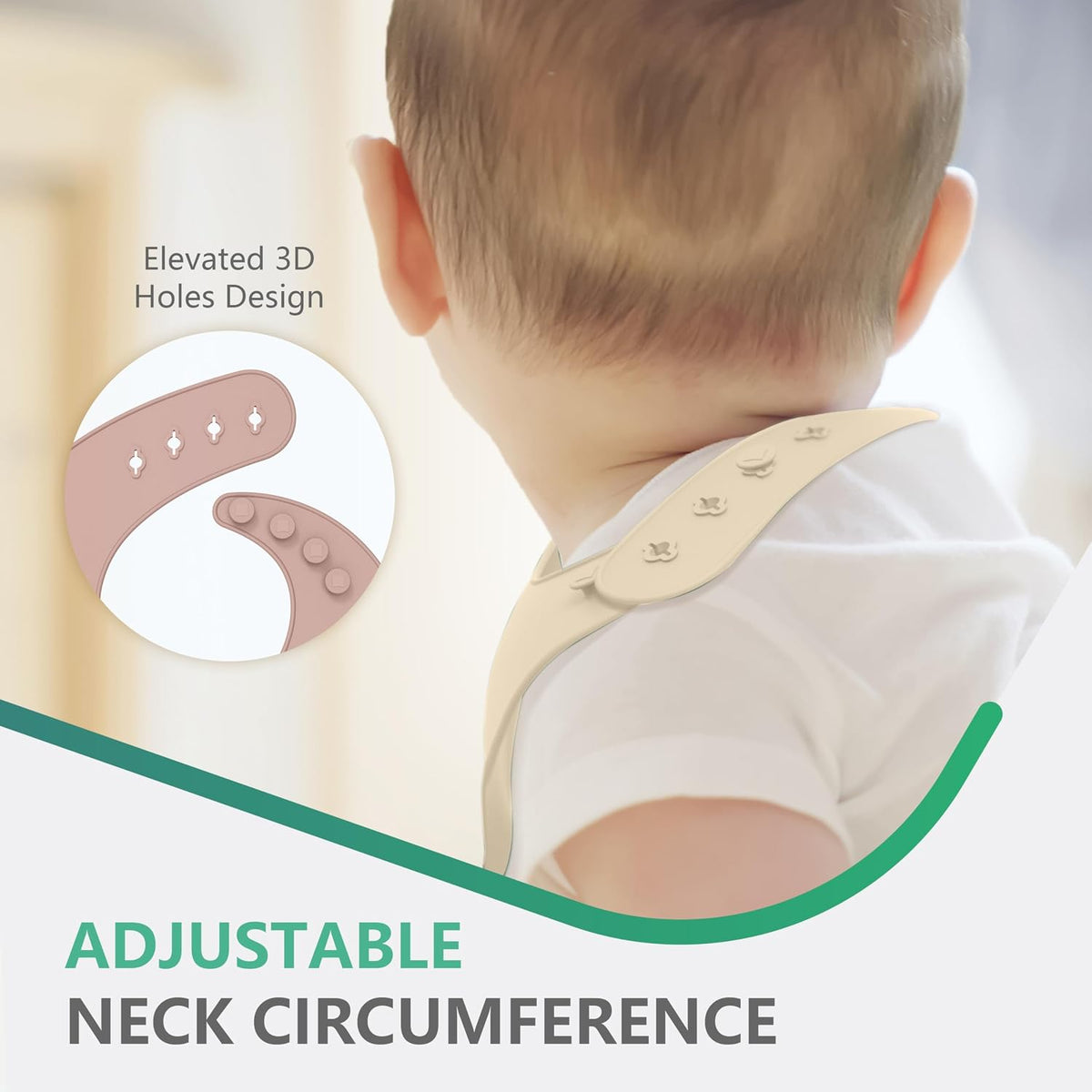 Set of 3 Silicone Bibs, Soft Adjustable Bibs for Boys & Girls